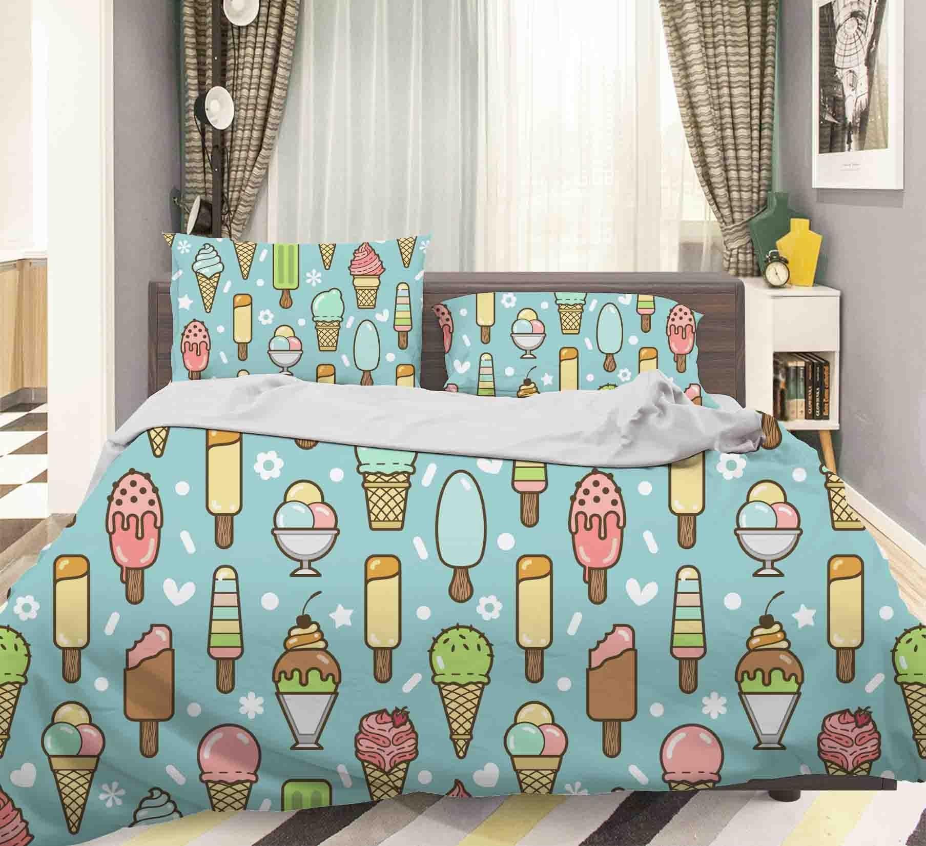3D Ice Cream Pattern Quilt Cover Set Bedding Set Pillowcases 102- Jess Art Decoration