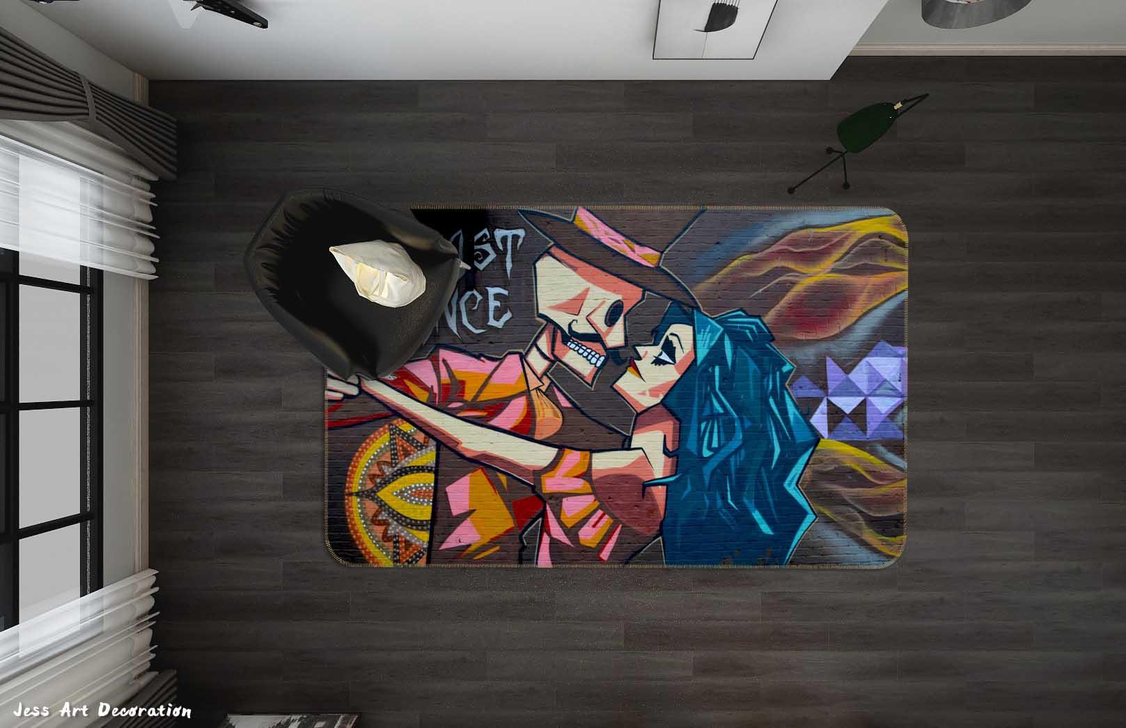 3D Abstract Skeleton Beauty Graffiti Non-Slip Rug Mat A023 LQH- Jess Art Decoration