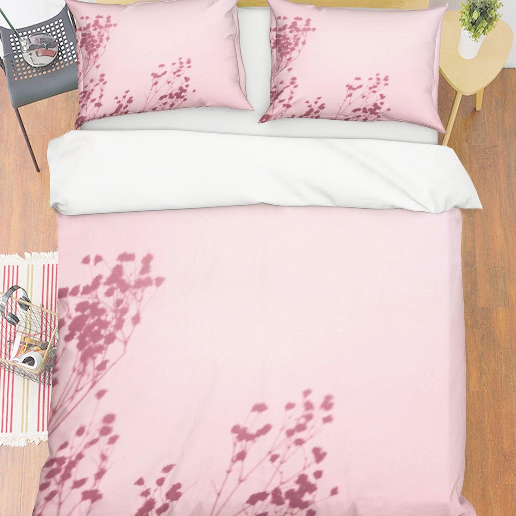 3D Pink Tree Shadow Quilt Cover Set Bedding Set Pillowcases 27- Jess Art Decoration