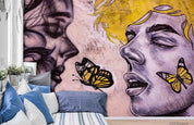 3D Abstract Character Butterfly Graffiti Wall Mural Wallpaper LQH 97- Jess Art Decoration