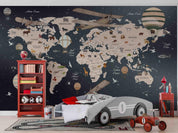 3D World Map Animals Vehicles Wall Mural Wallpaper GD 4593- Jess Art Decoration
