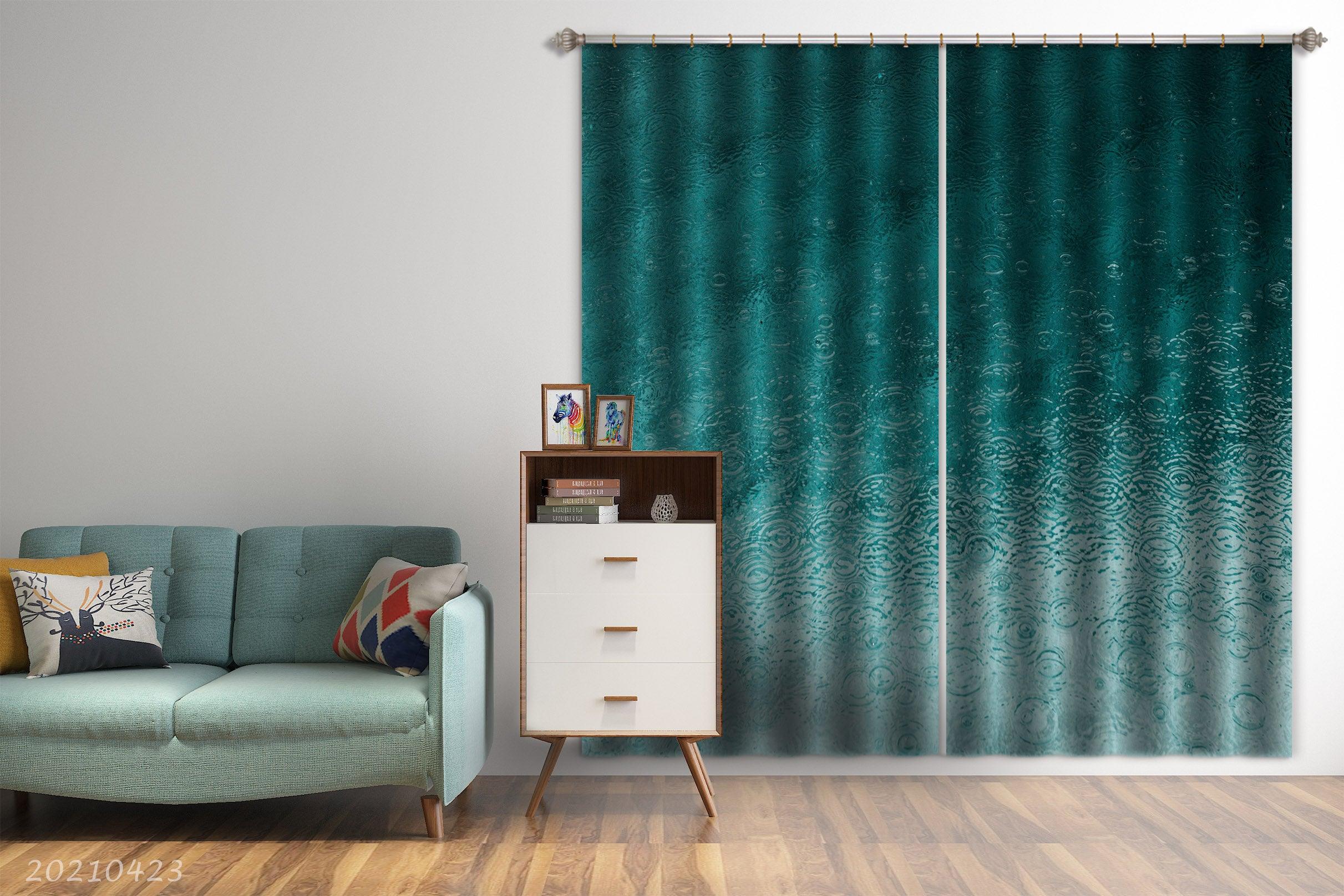 3D Abstract Blue Texture Pattern Curtains and Drapes GD 1315- Jess Art Decoration