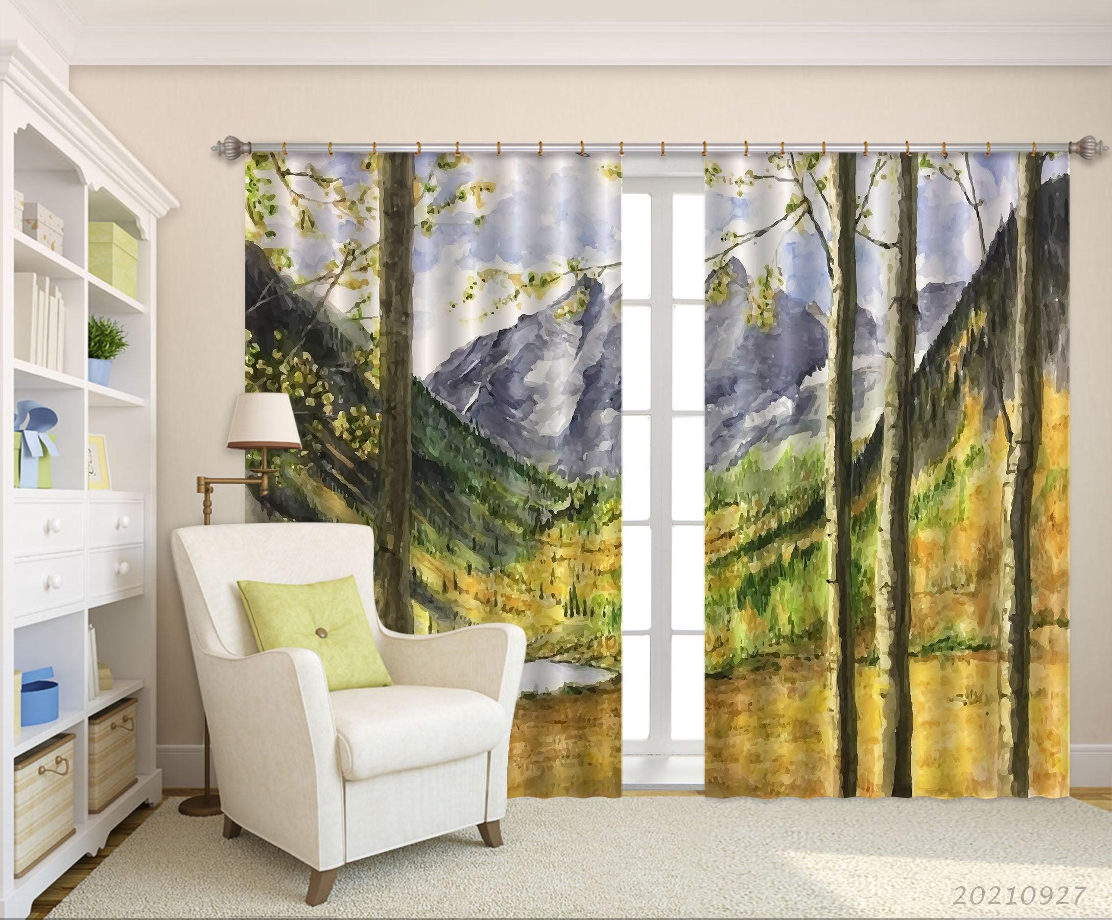 3D Landscape Oil Painting Curtains and Drapes LQH 126- Jess Art Decoration