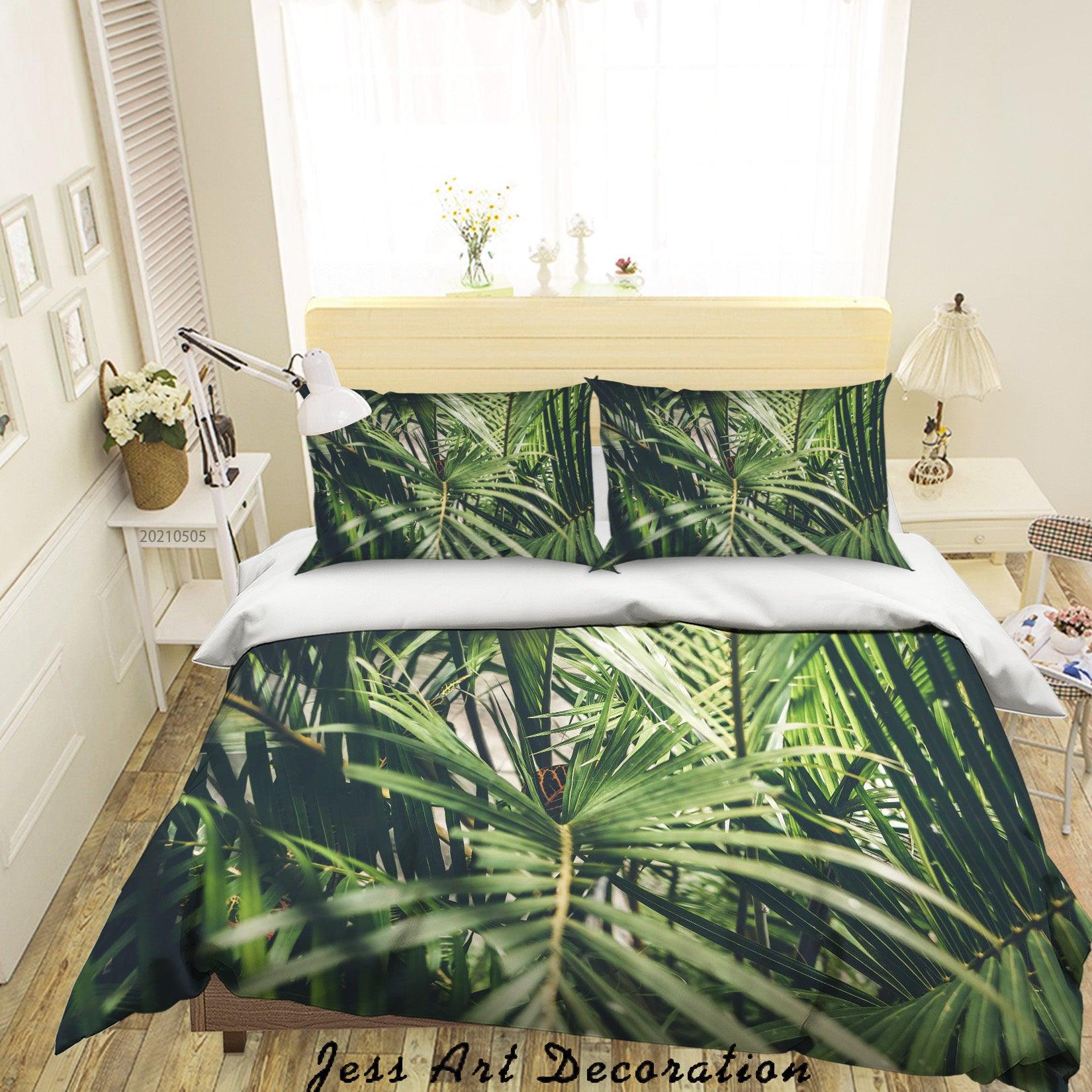 3D Tropical Green Leaf Quilt Cover Set Bedding Set Duvet Cover Pillowcases 35- Jess Art Decoration