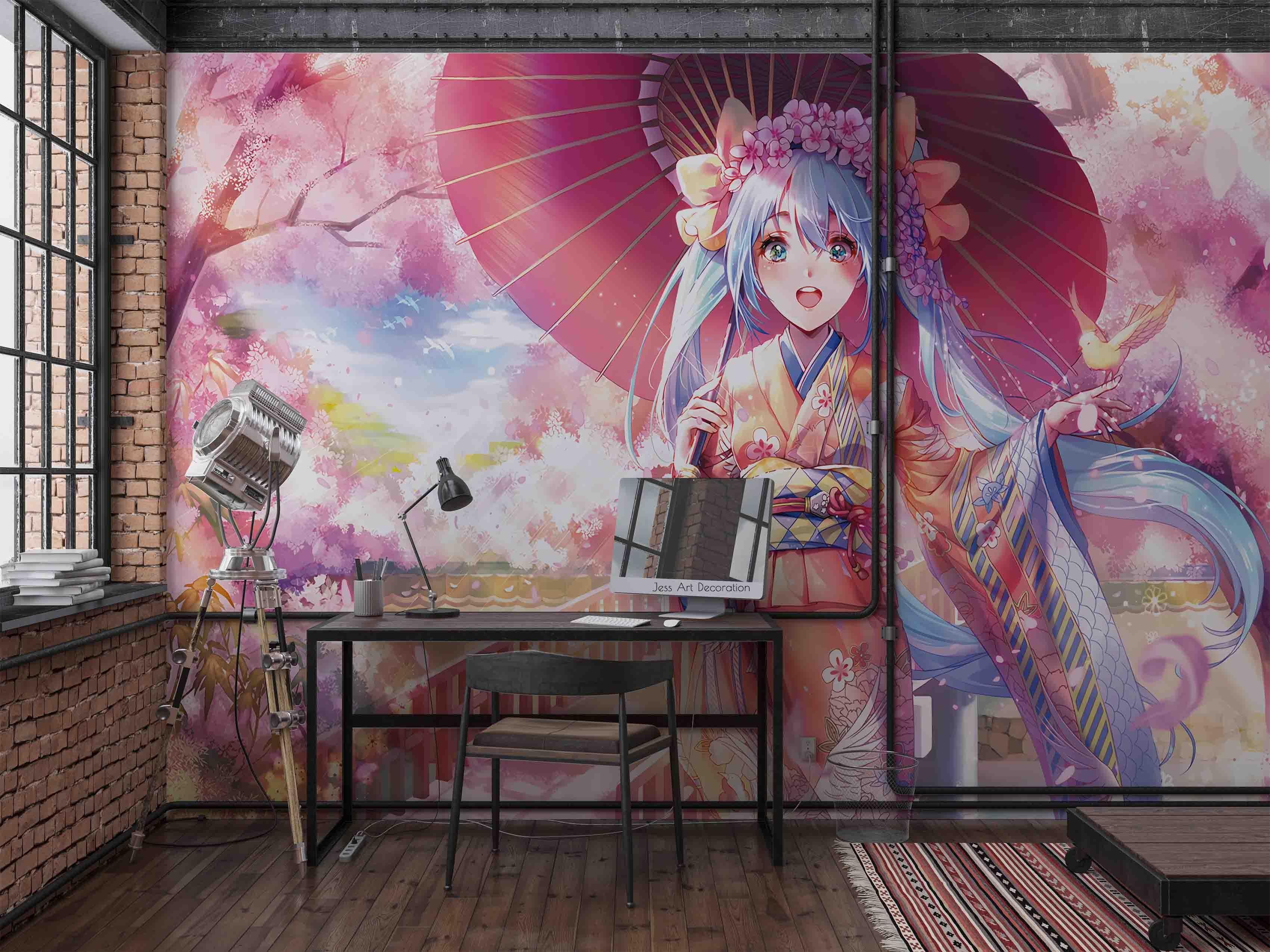 3D Comic Girl Studio bright comic girl character scene wall mural wallpaper for teen room - view 2
