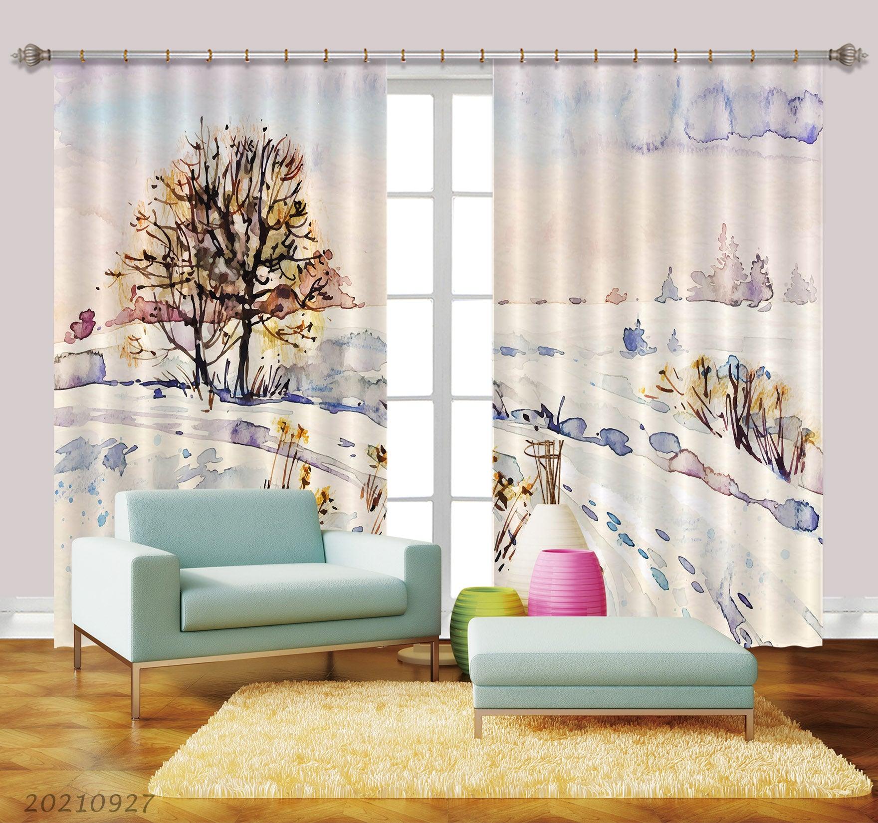 3D Landscape Oil Painting Curtains and Drapes LQH 180- Jess Art Decoration