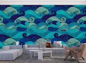 3D Abstract Wave Pattern Blue Green Wall Mural Wallpaper GD 4853- Jess Art Decoration