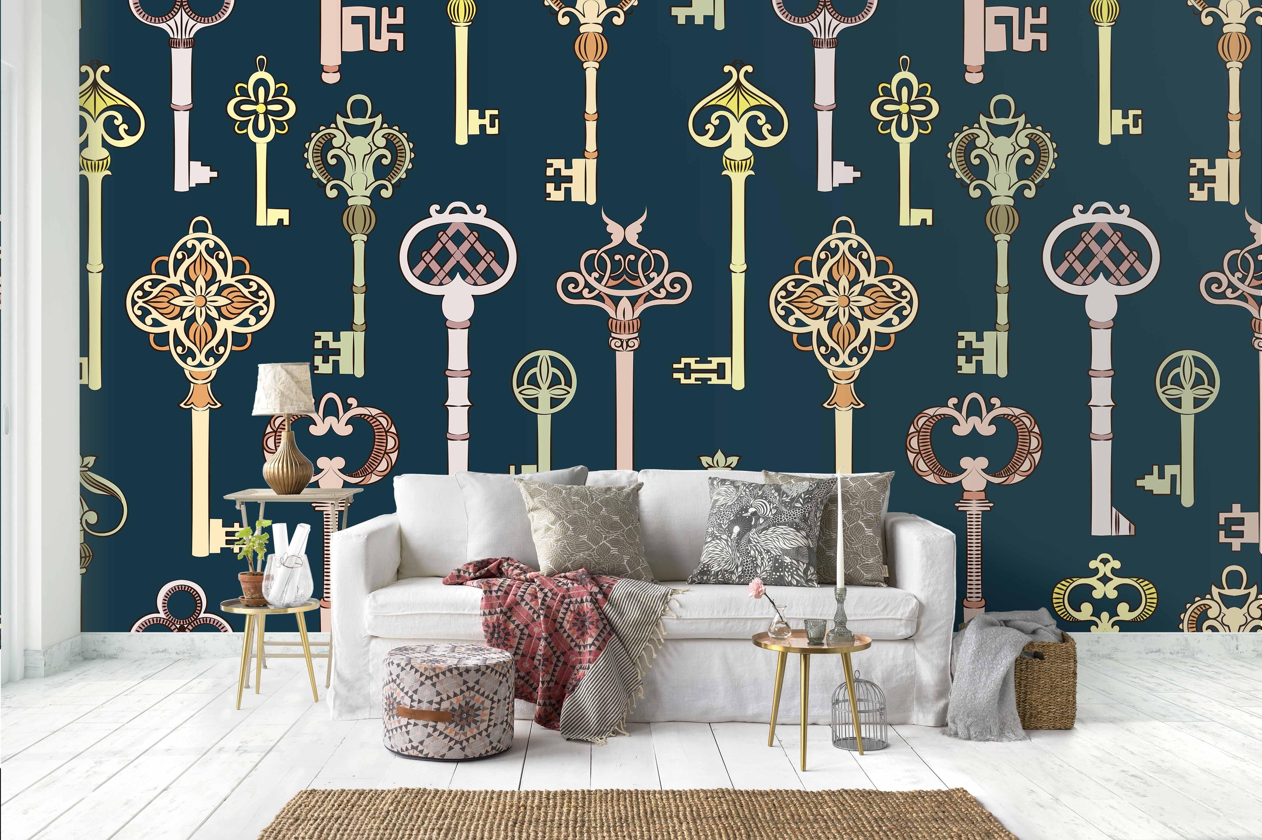 3D Retro Metal Key Pattern Wall Mural Wallpaper 44- Jess Art Decoration