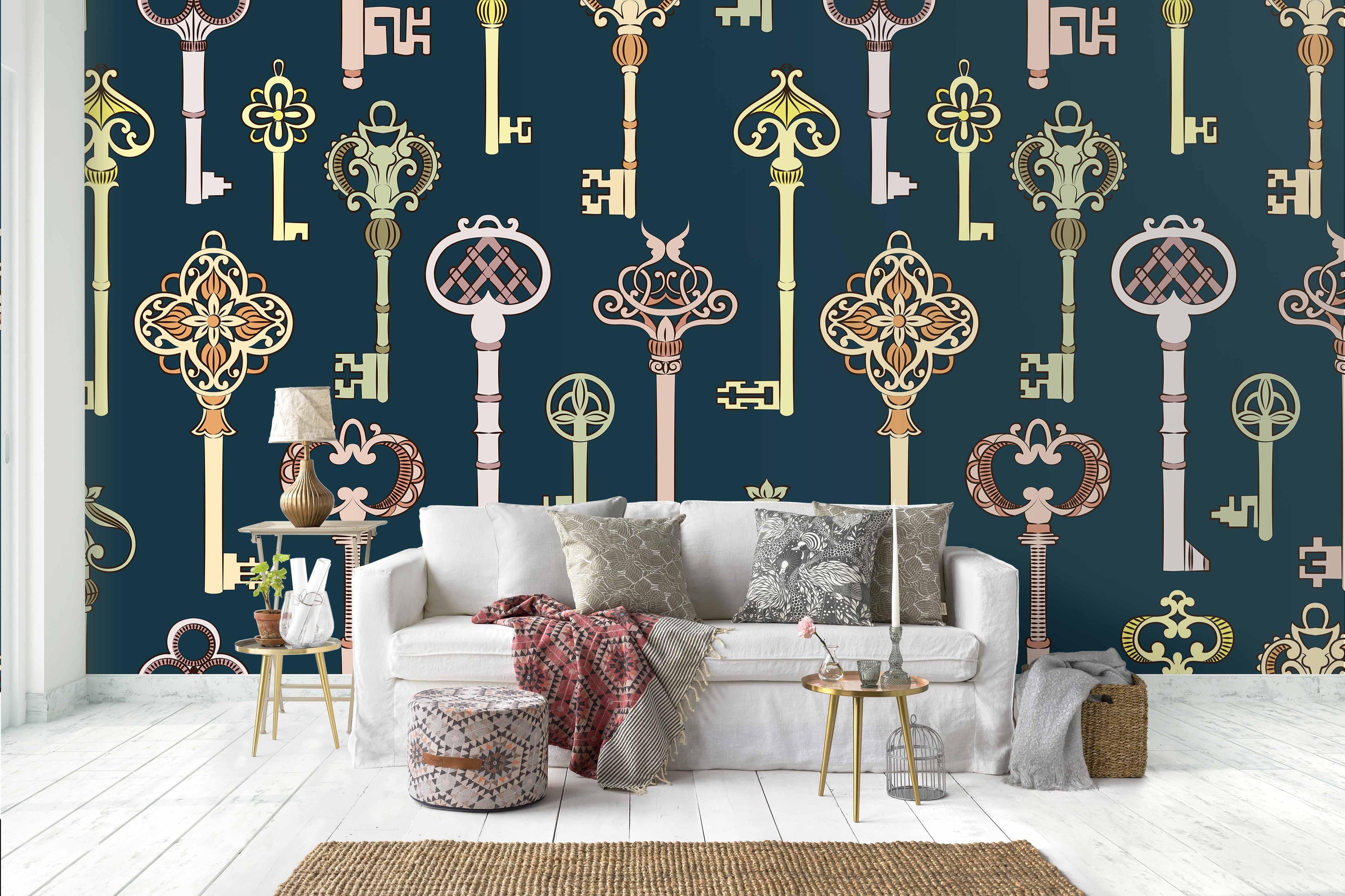 3D Retro Metal Key Pattern Wall Mural Wallpaper 44- Jess Art Decoration