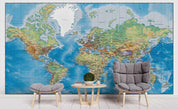 3D Blue World Map Wall Mural Wallpaper SF84- Jess Art Decoration