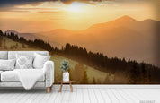 3D Sunset Sky Mountain Forest Landscape Wall Mural Wallpaper LQH 58- Jess Art Decoration
