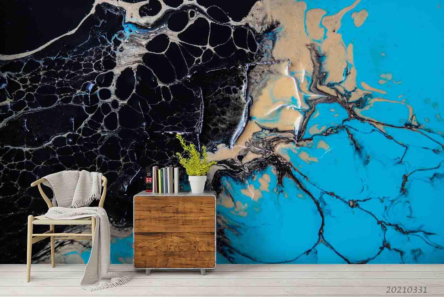 3D Abstract Blue Marble Wall Mural Wallpaper LQH 367- Jess Art Decoration