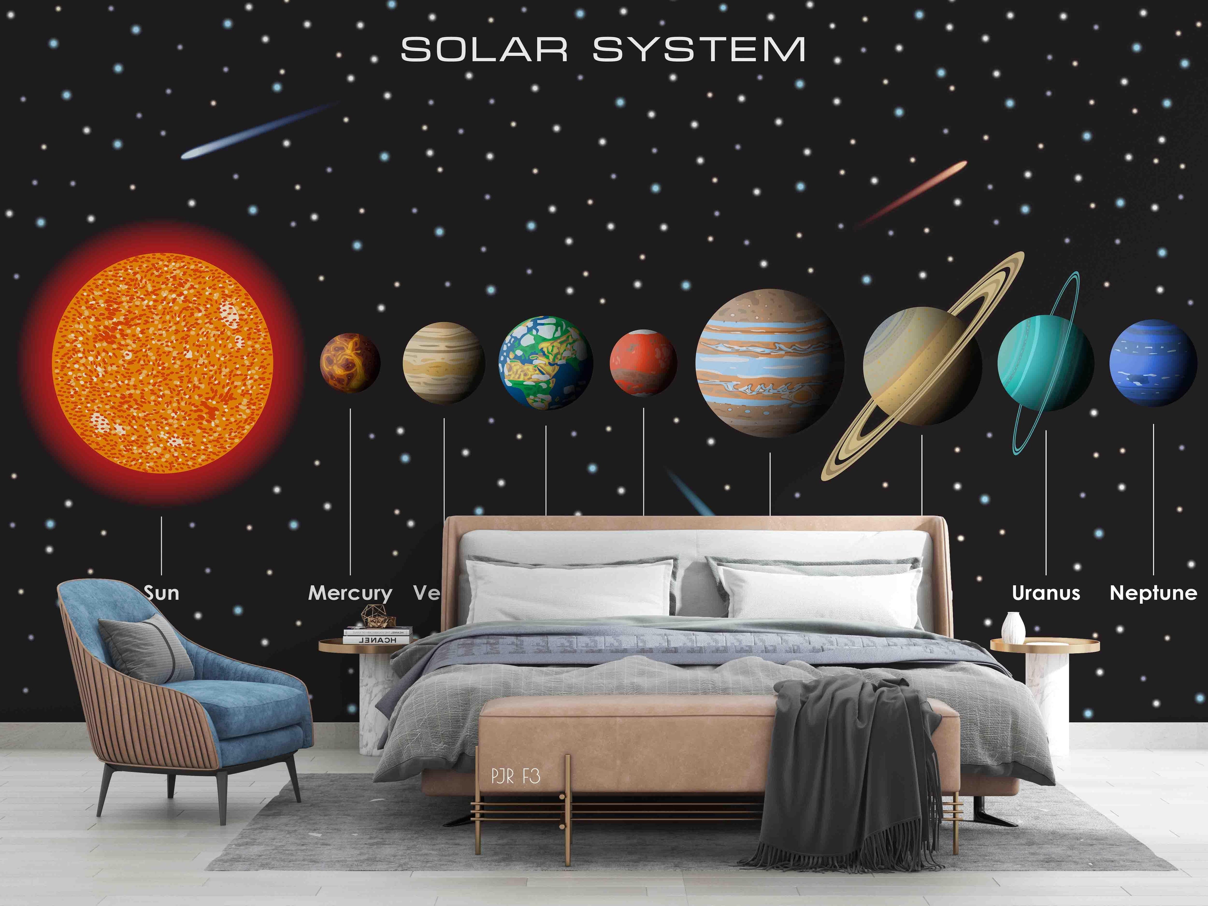 3D Solar System Planets educational solar system mural wall mural wallpaper for kids room - view 2
