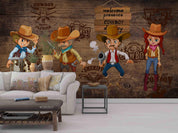3D Cartoon Western Cowboy Wall Mural Wallpaper LQH 127- Jess Art Decoration