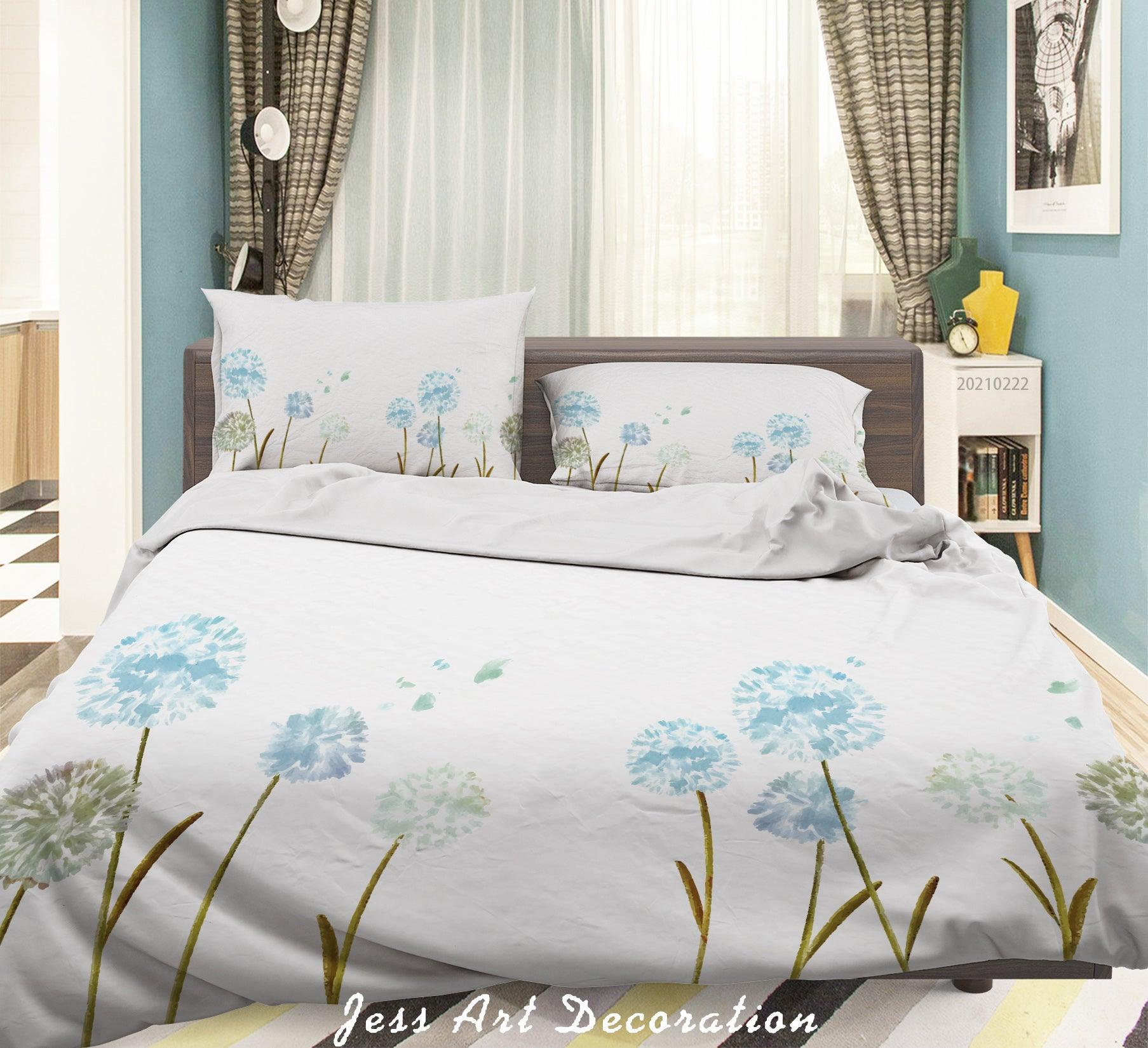 3D Watercolor Blue Dandelion Quilt Cover Set Bedding Set Duvet Cover Pillowcases 143- Jess Art Decoration