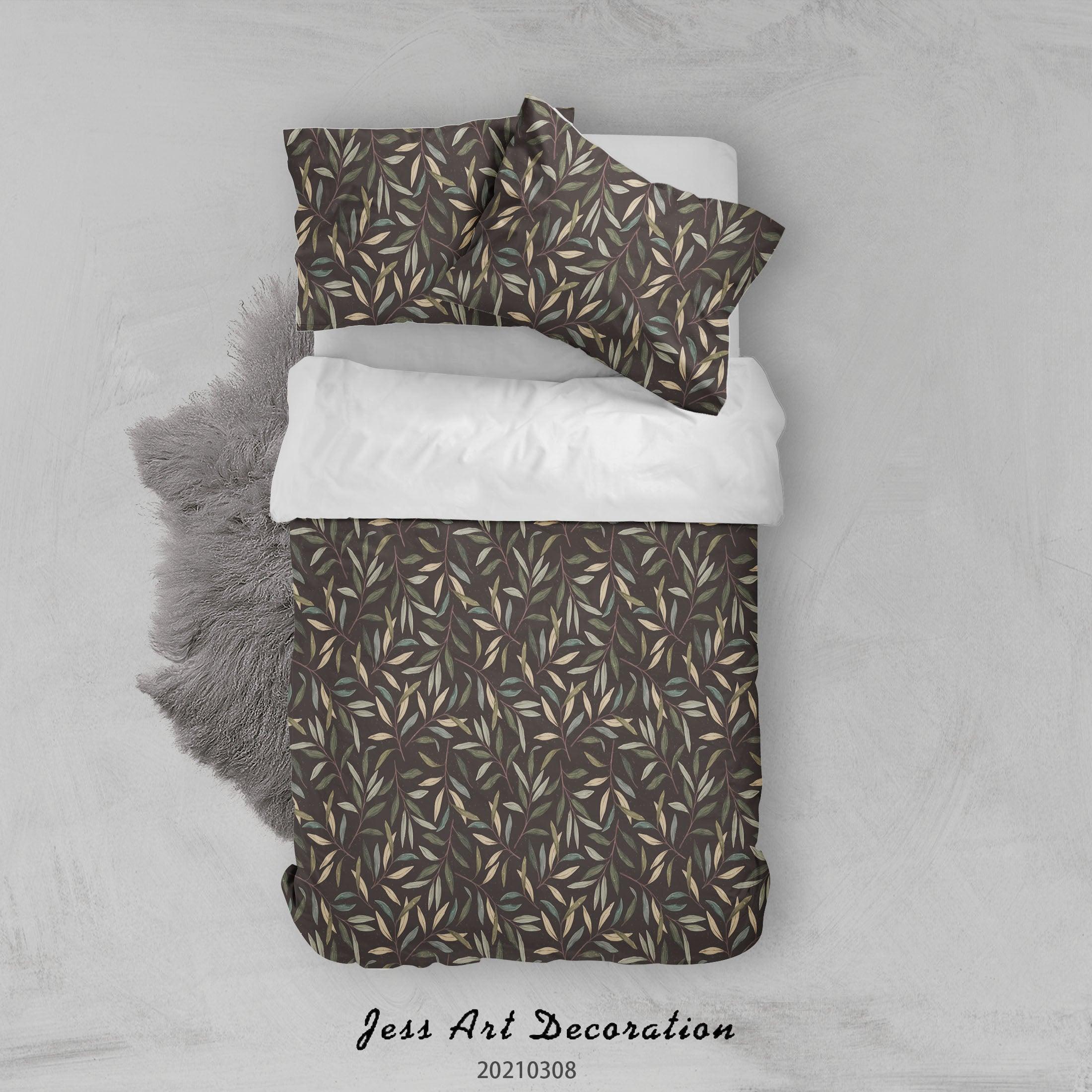3D Hand Drawn Leaf Pattern Quilt Cover Set Bedding Set Duvet Cover Pillowcases 273- Jess Art Decoration