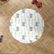 3D Cartoon Animal Koala Leaf Kids Non-Slip Round Rug Mat 149- Jess Art Decoration