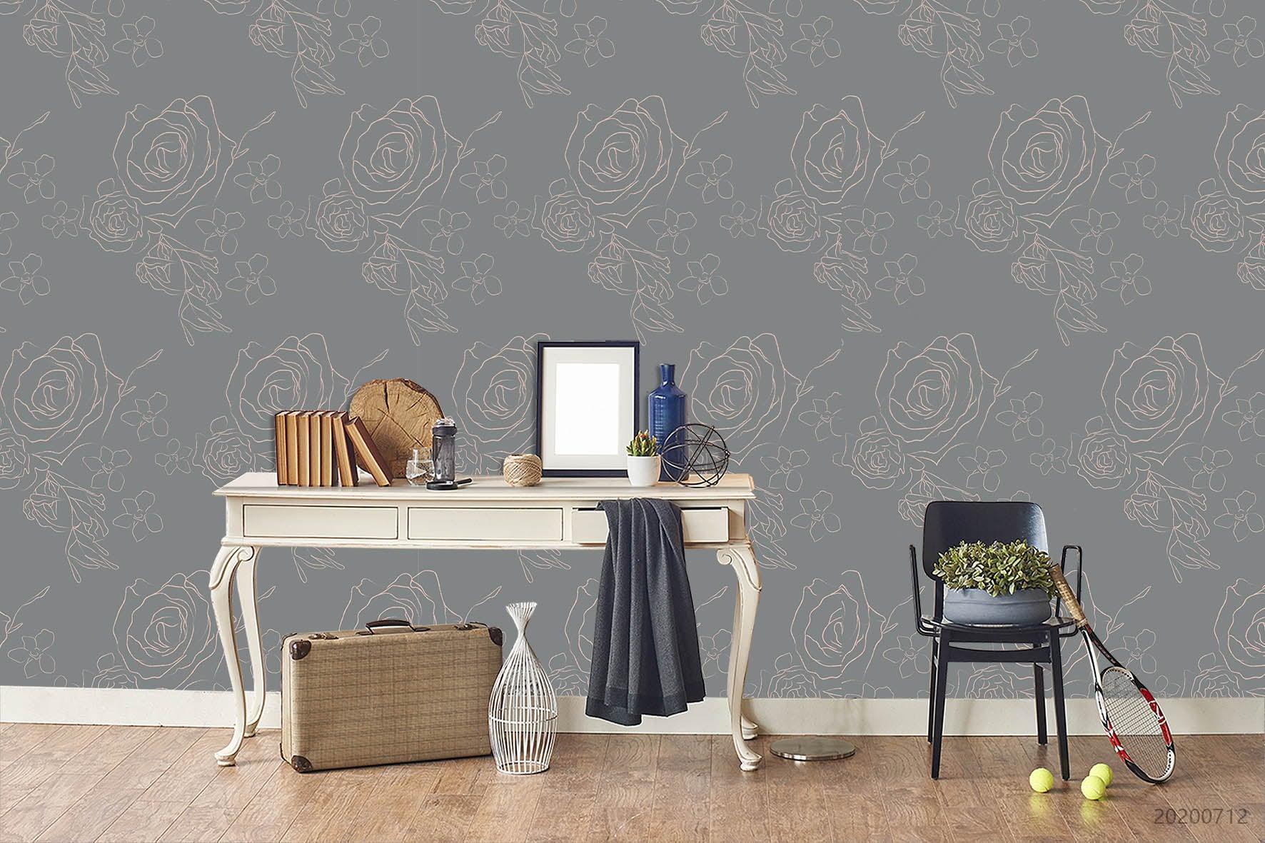 3D Hand Drawn Floral Wall Mural Wallpaper A051 LQH- Jess Art Decoration