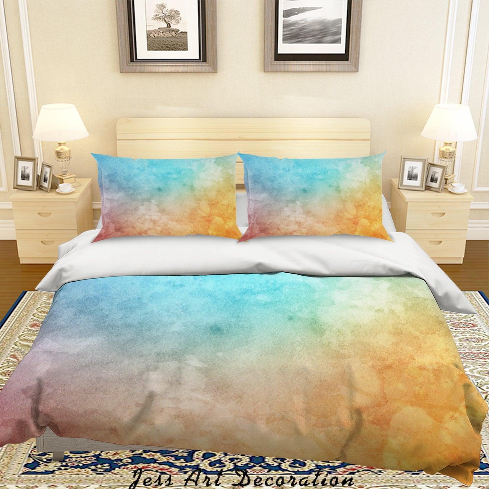3D Watercolor Blue Yellow Clouds Quilt Cover Set Bedding Set Pillowcases 43- Jess Art Decoration