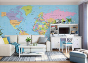 3D Blue World Map Wall Mural Wallpaper 06- Jess Art Decoration
