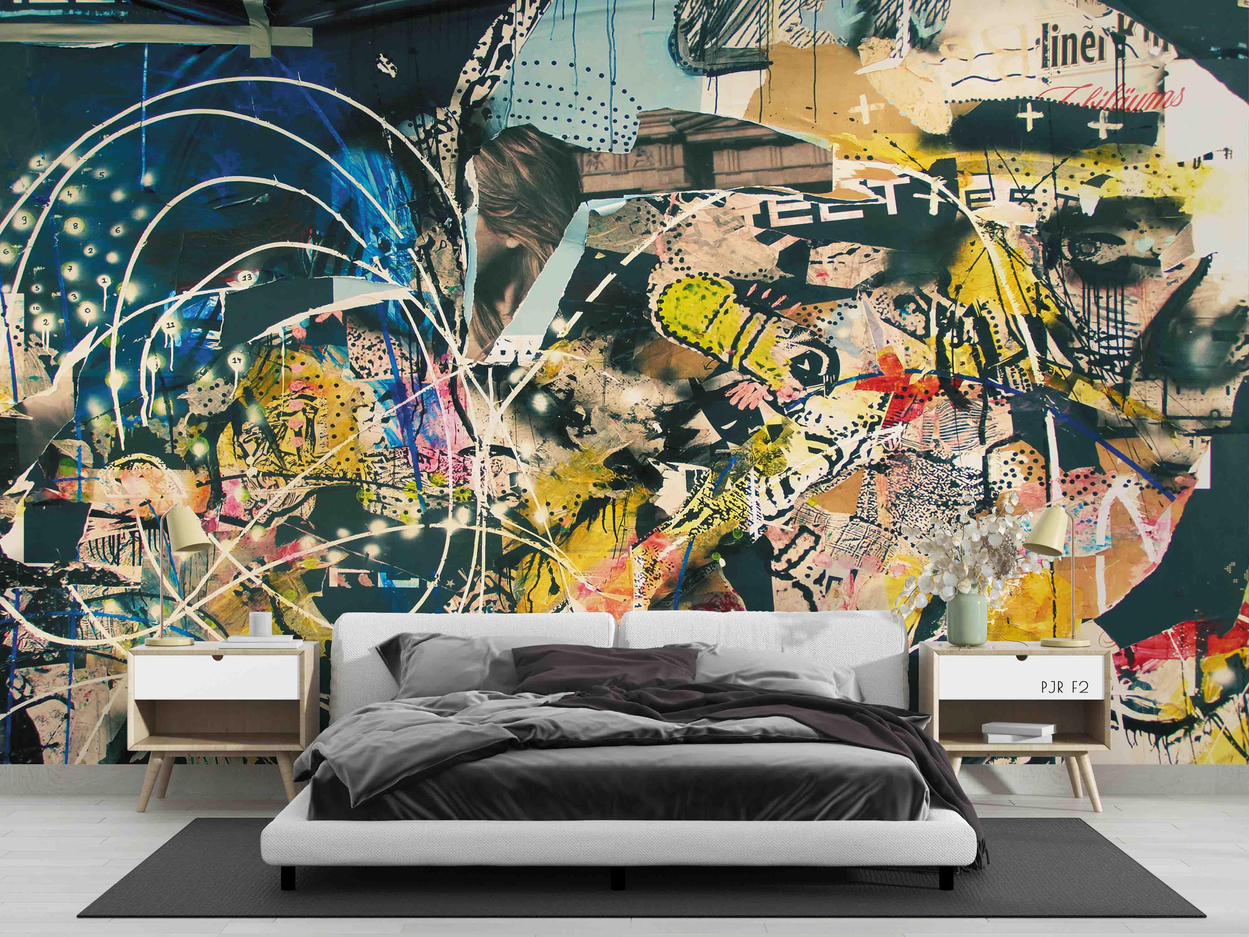 3D Abstract Graffiti Pattern Wall Mural Wallpaper WJ 2191- Jess Art Decoration