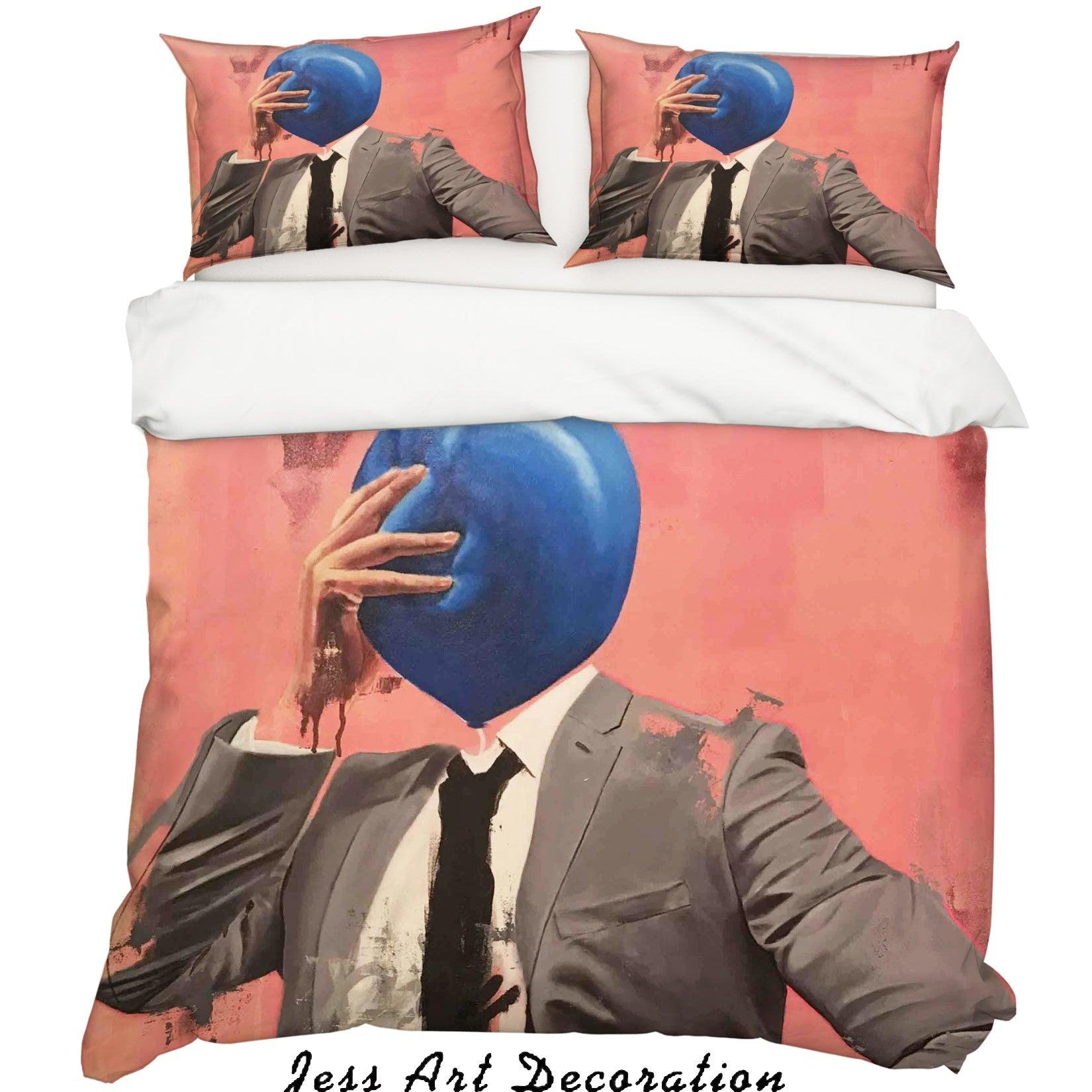 3D Abstract Colorful Suit Man Pink Quilt Cover Set Bedding Set Duvet Cover Pillowcases LXL- Jess Art Decoration