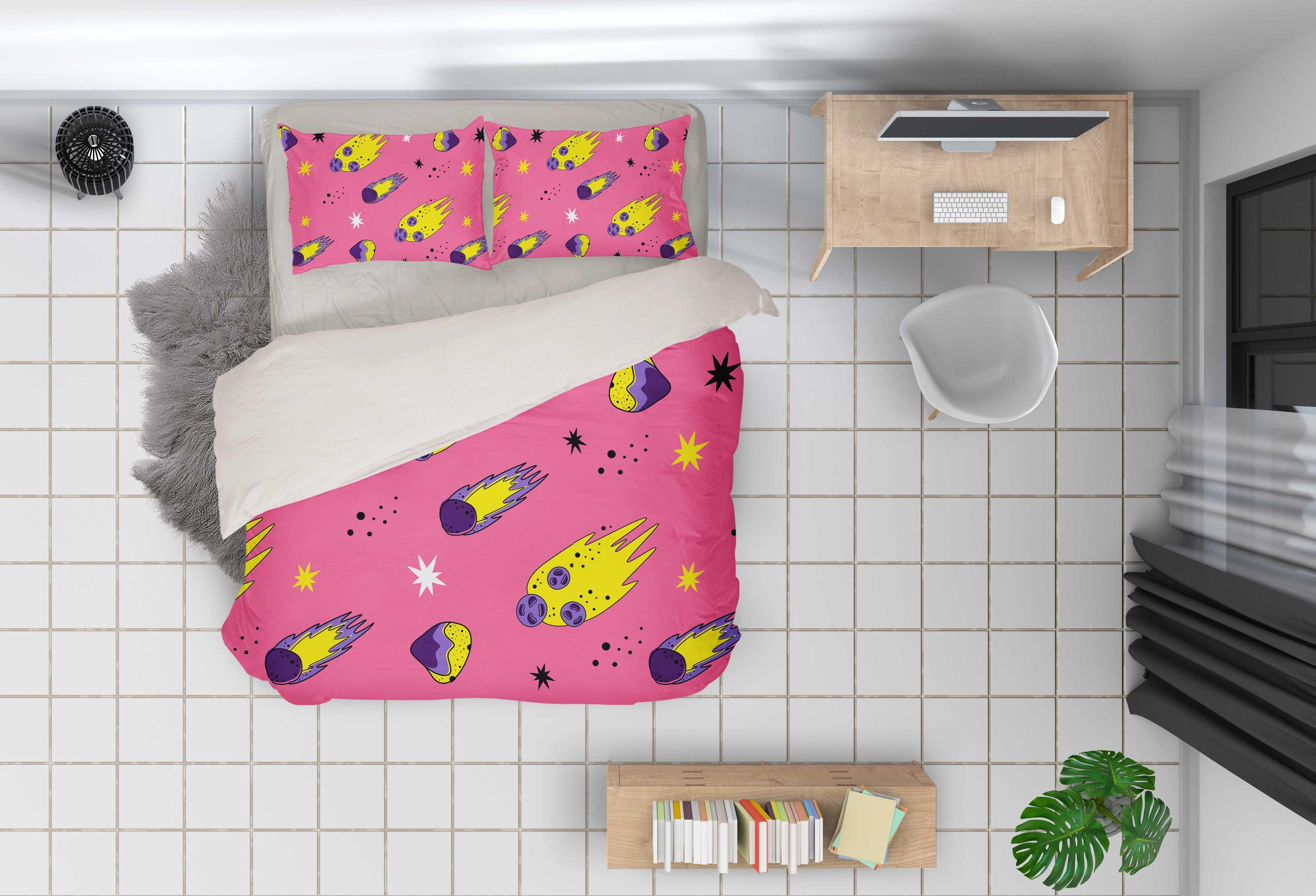 3D Pink Meteor Quilt Cover Set Bedding Set Pillowcases 67- Jess Art Decoration