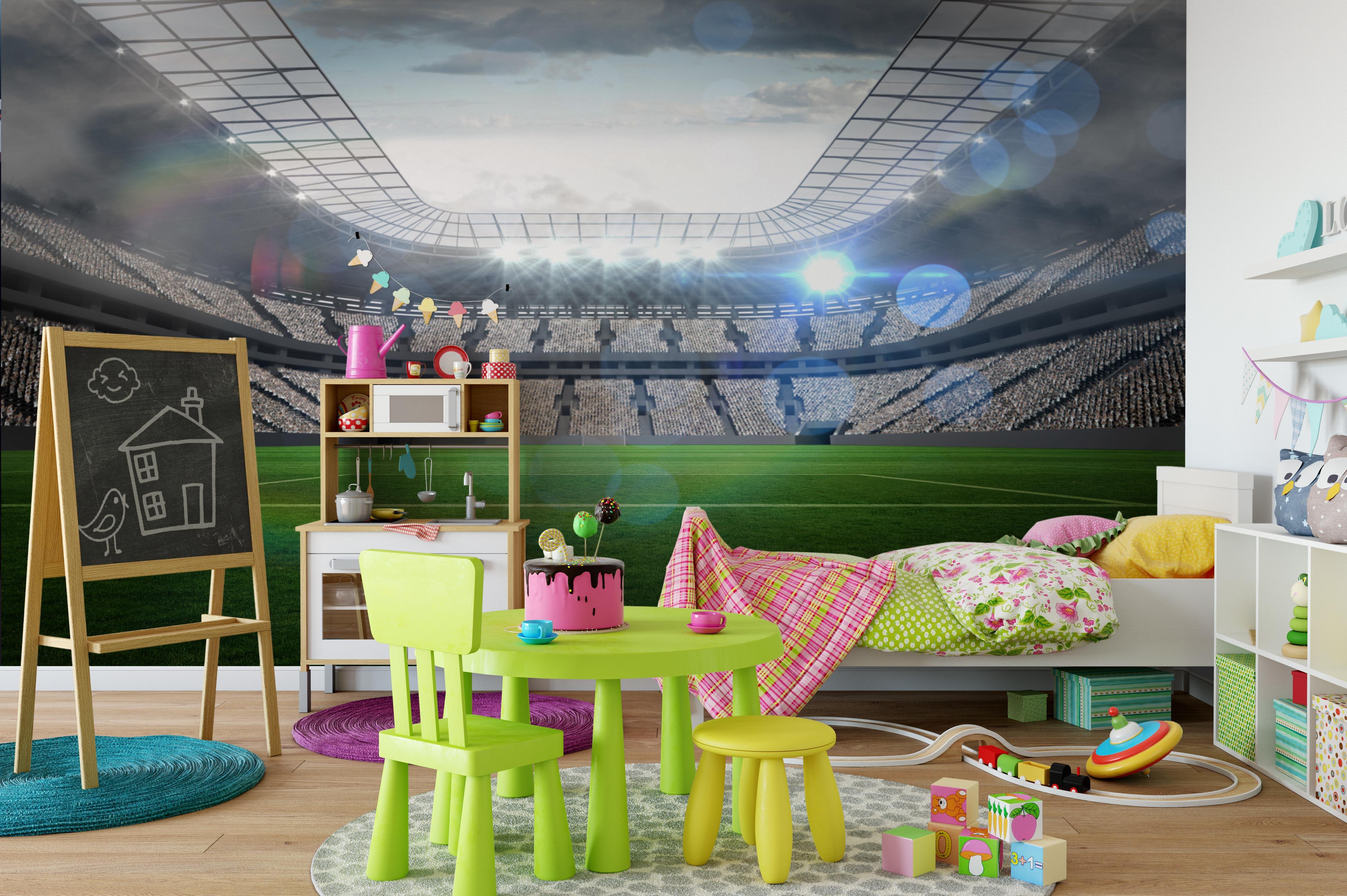 3D soccer football stadium wall mural wallpaper 14- Jess Art Decoration