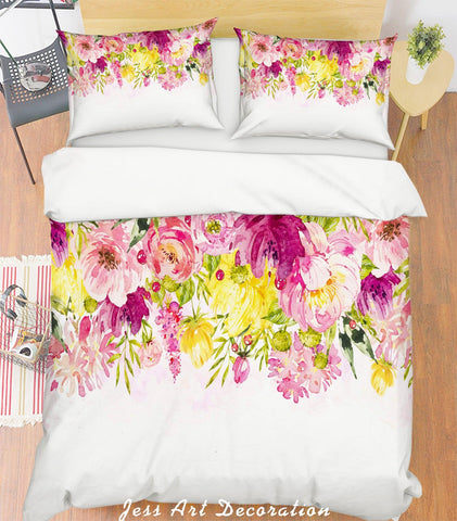 3D Watercolor Pink Flowers Quilt Cover Set Bedding Set Pillowcases 210- Jess Art Decoration
