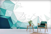 3D  Blue Crystal Triangle Rendering  Wall Mural Wallpaper SWW1058- Jess Art Decoration