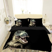 3D Black Dinosaur Quilt Cover Set Bedding Set Duvet Cover Pillowcases SF47- Jess Art Decoration