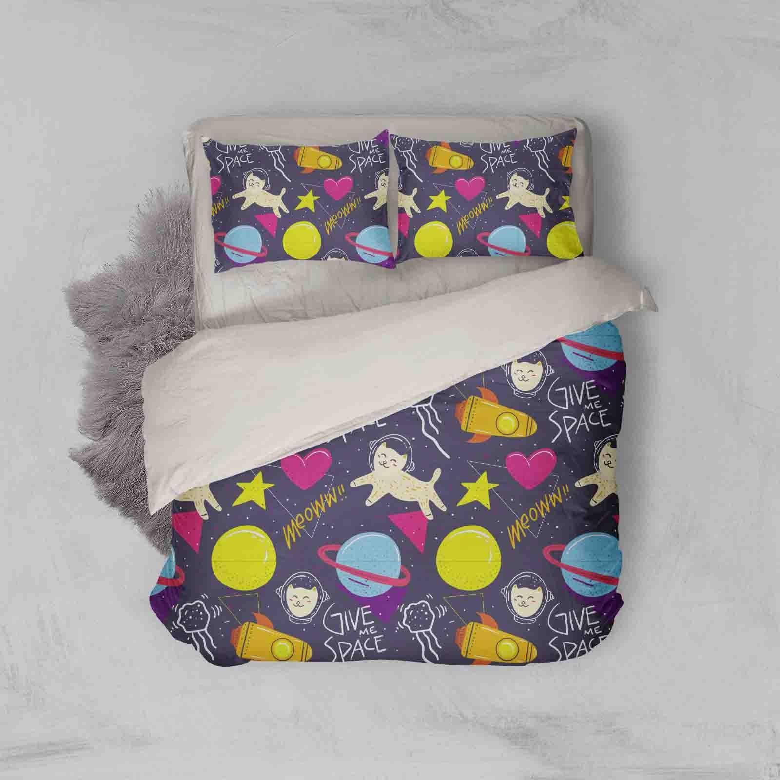 3D Cartoon Space Cat Animal Astronaut Planet Pattern Quilt Cover Set Bedding Set Duvet Cover Pillowcases LXL- Jess Art Decoration