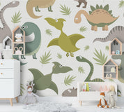3D Cartoon Dinosaur Wall Mural Wallpaper 49- Jess Art Decoration