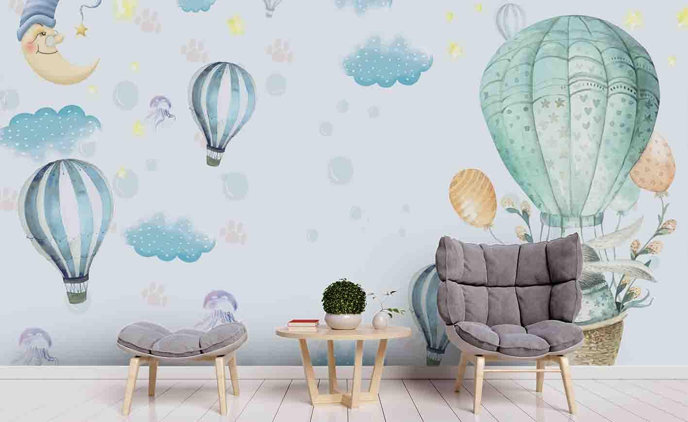 3D Green Hot Air Balloon Wall Mural Wallpaper 82- Jess Art Decoration
