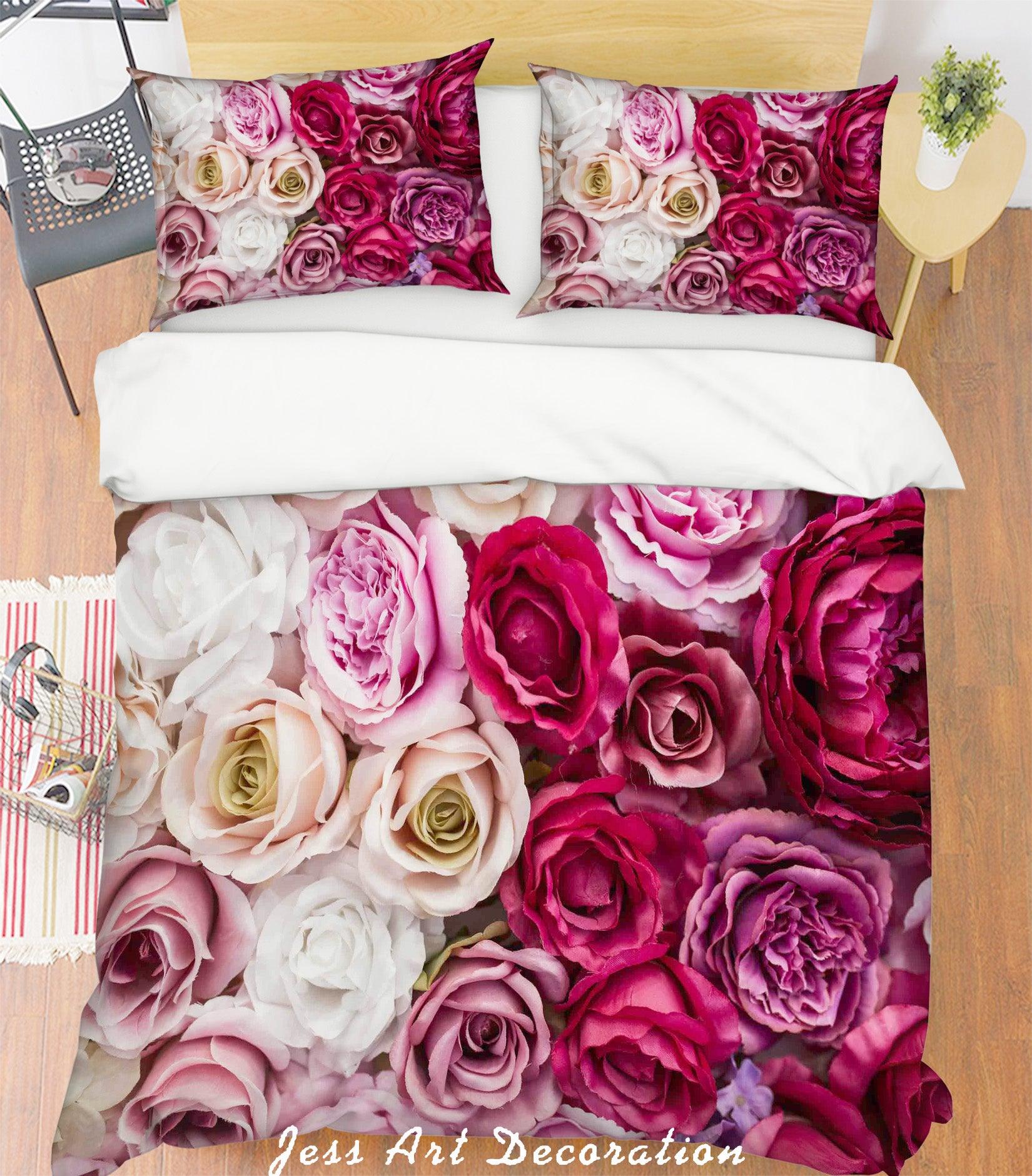 3D Red Peony Quilt Cover Set Bedding Set Pillowcases  14- Jess Art Decoration