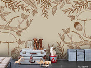 3D Retro Leaf Pine Cone Wall Mural Wallpaper LQH 346- Jess Art Decoration