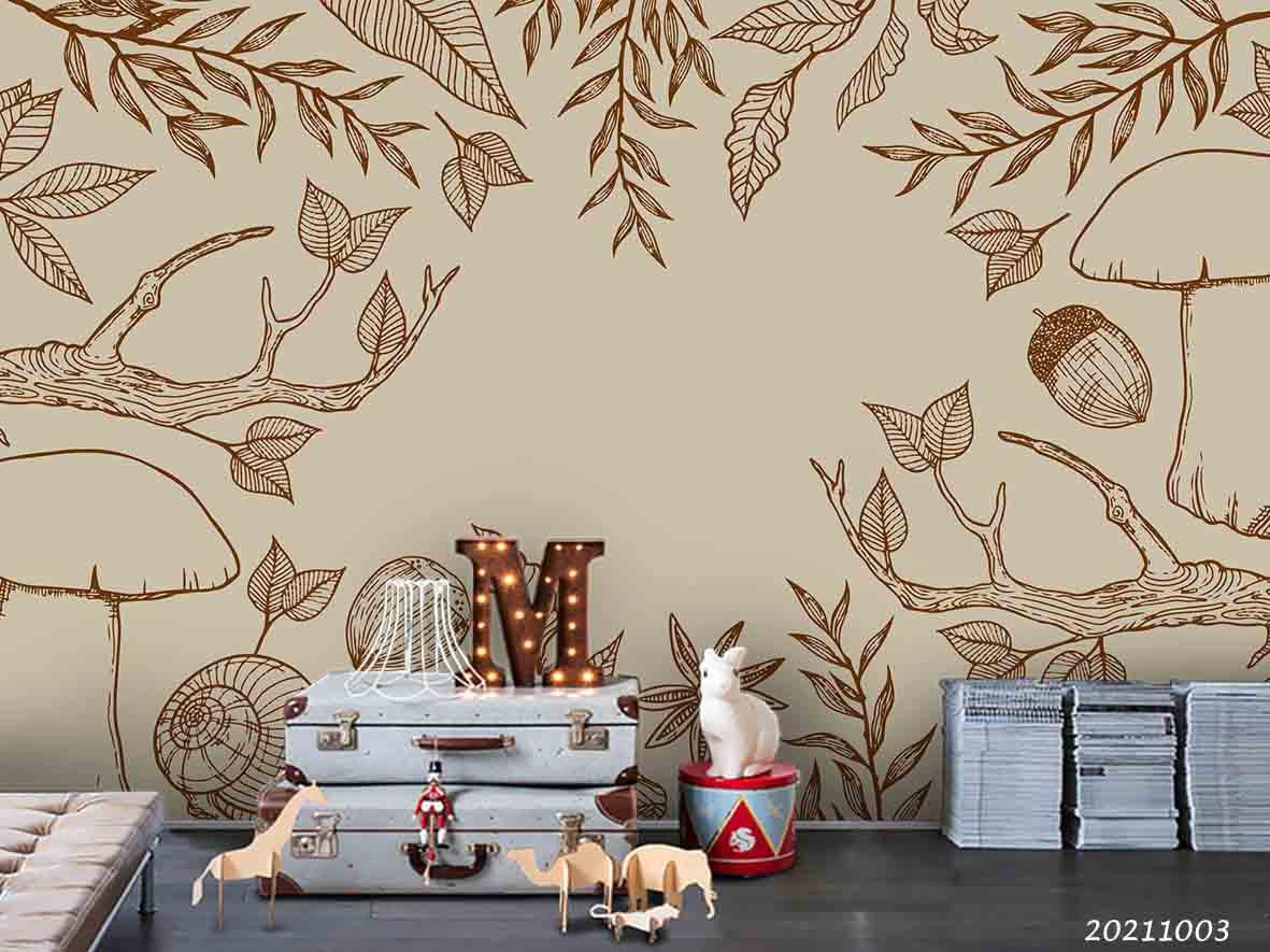 3D Retro Leaf Pine Cone Wall Mural Wallpaper LQH 346- Jess Art Decoration