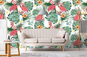 3D Oil Painting Flamingo Colorful Floral Plant Wall Mural Wallpaper LXL 484- Jess Art Decoration