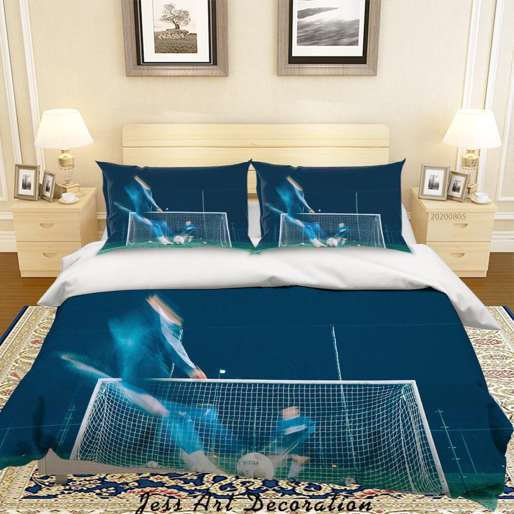 3D Football Player Quilt Cover Set Bedding Set Duvet Cover Pillowcases LXL 19- Jess Art Decoration