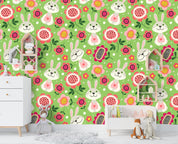 3D Cartoon Rabbit Floral Wall Mural Wallpaper 21- Jess Art Decoration