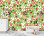 3D Cartoon Rabbit Floral Wall Mural Wallpaper 21- Jess Art Decoration