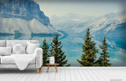 3D Mountain Forest Lake Landscape Wall Mural Wallpaper LQH 98- Jess Art Decoration