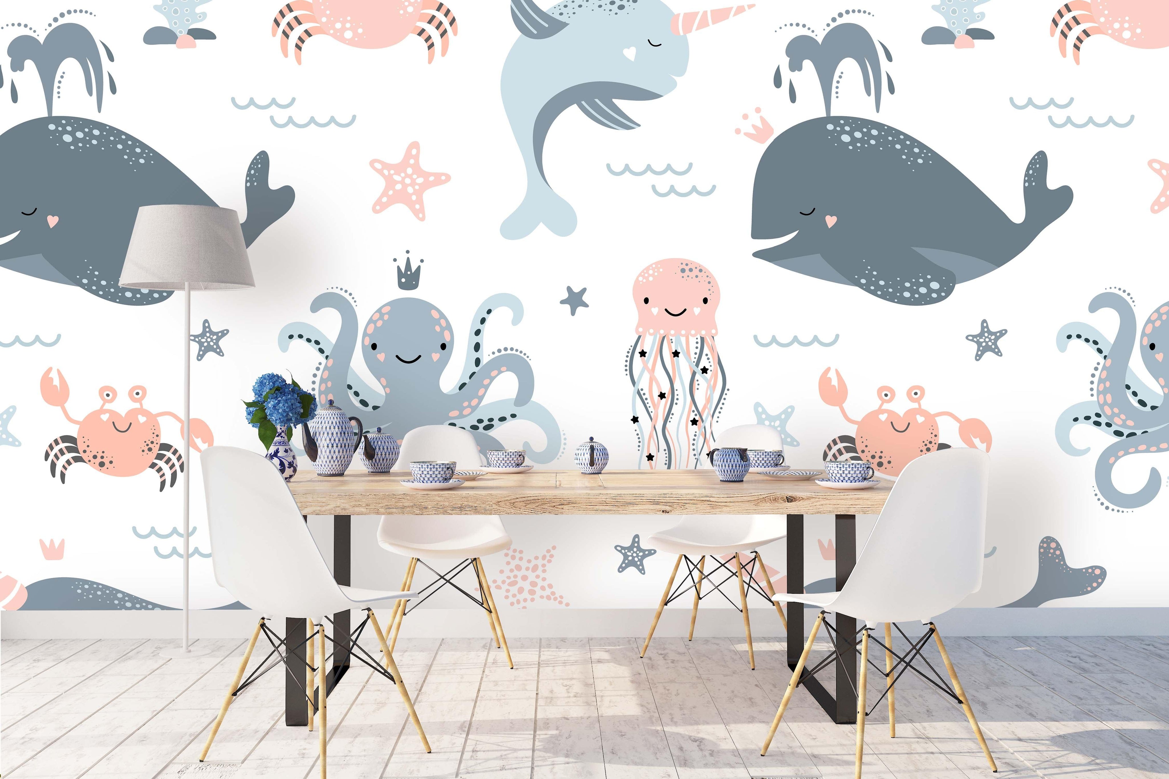 3D Dolphin Octopus Wall Mural Wallpaper 10- Jess Art Decoration