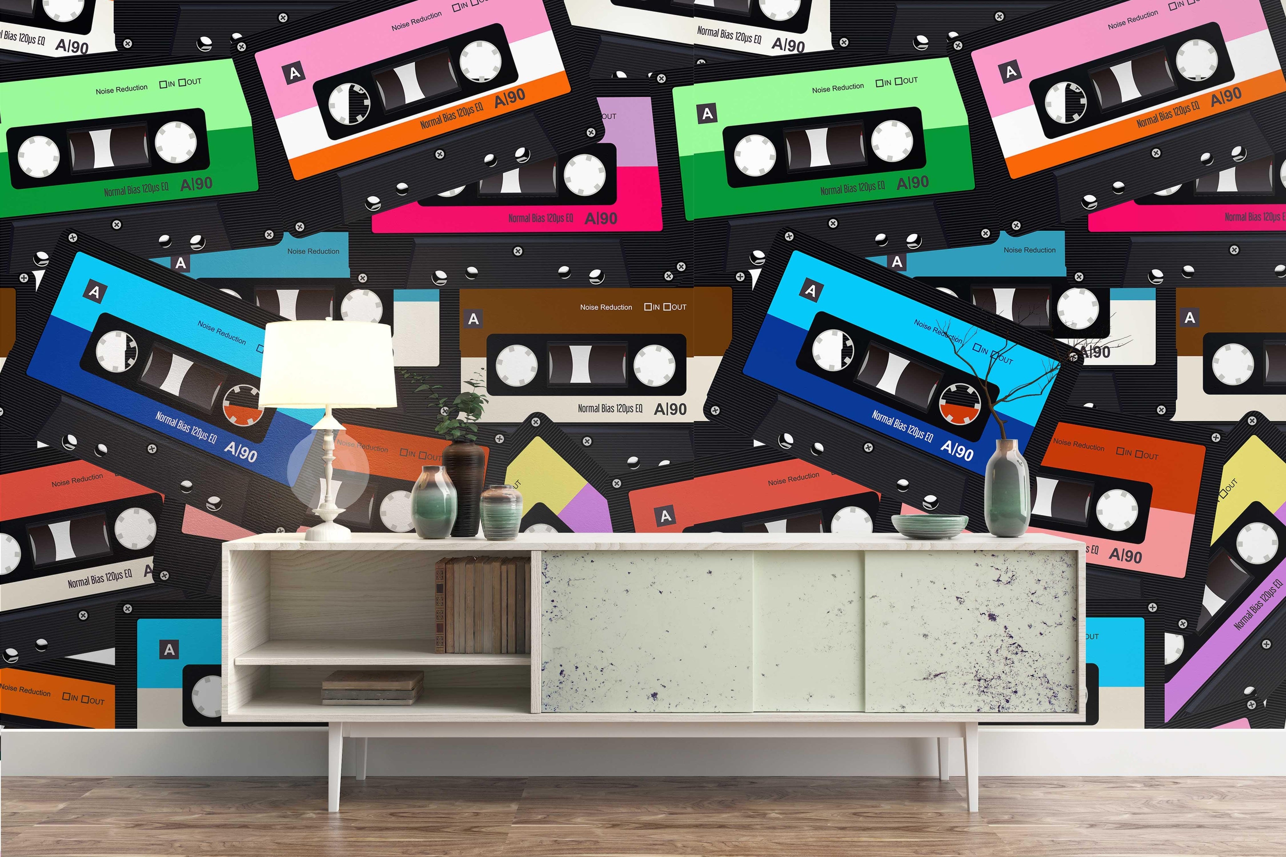 3D Retro Colorful Tapes Wall Mural Wallpaper 31- Jess Art Decoration