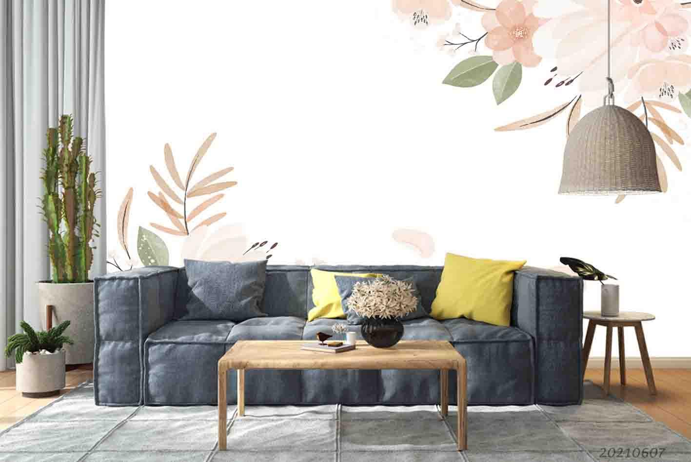 3D Hand-painted Floral Pink  Wall Mural Wallpaper SWW1097- Jess Art Decoration