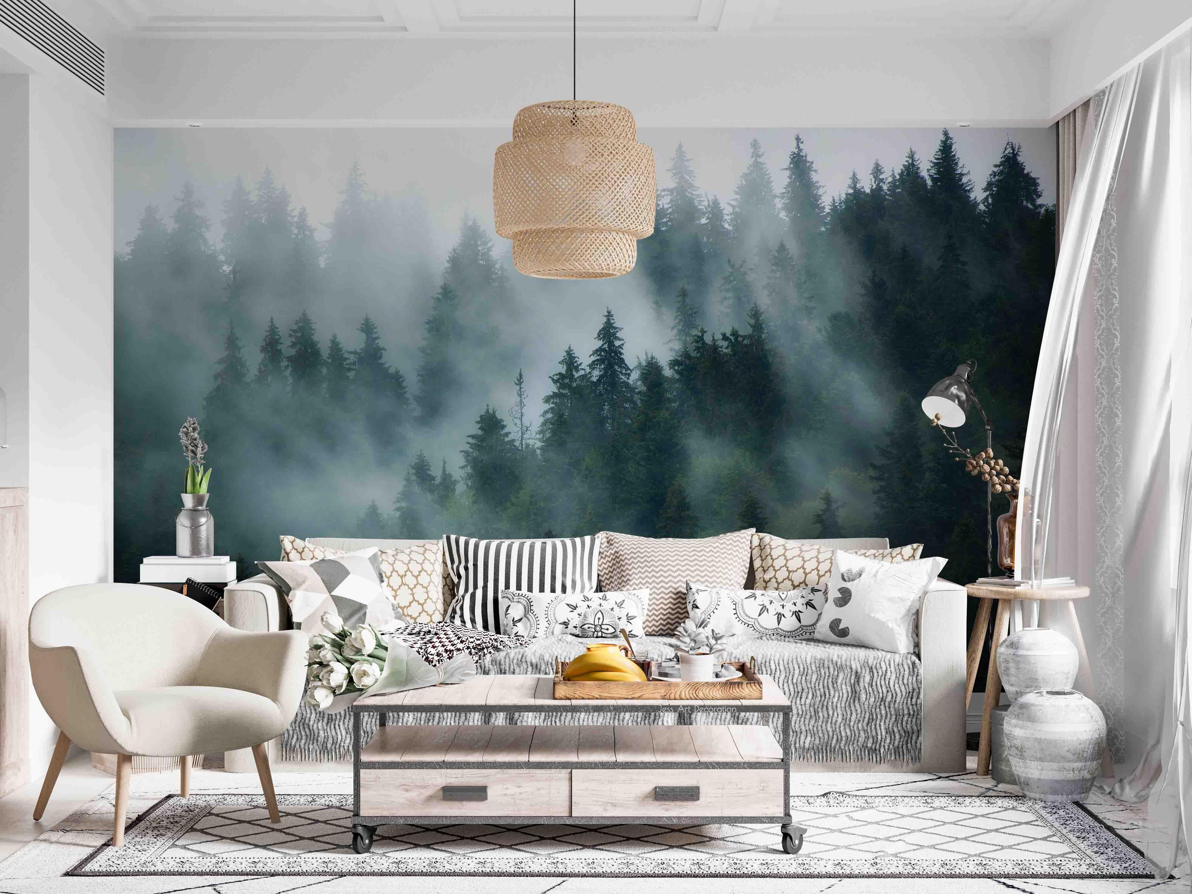 3D Black Forest Misty Wall Mural Wallpaper GD 3051- Jess Art Decoration