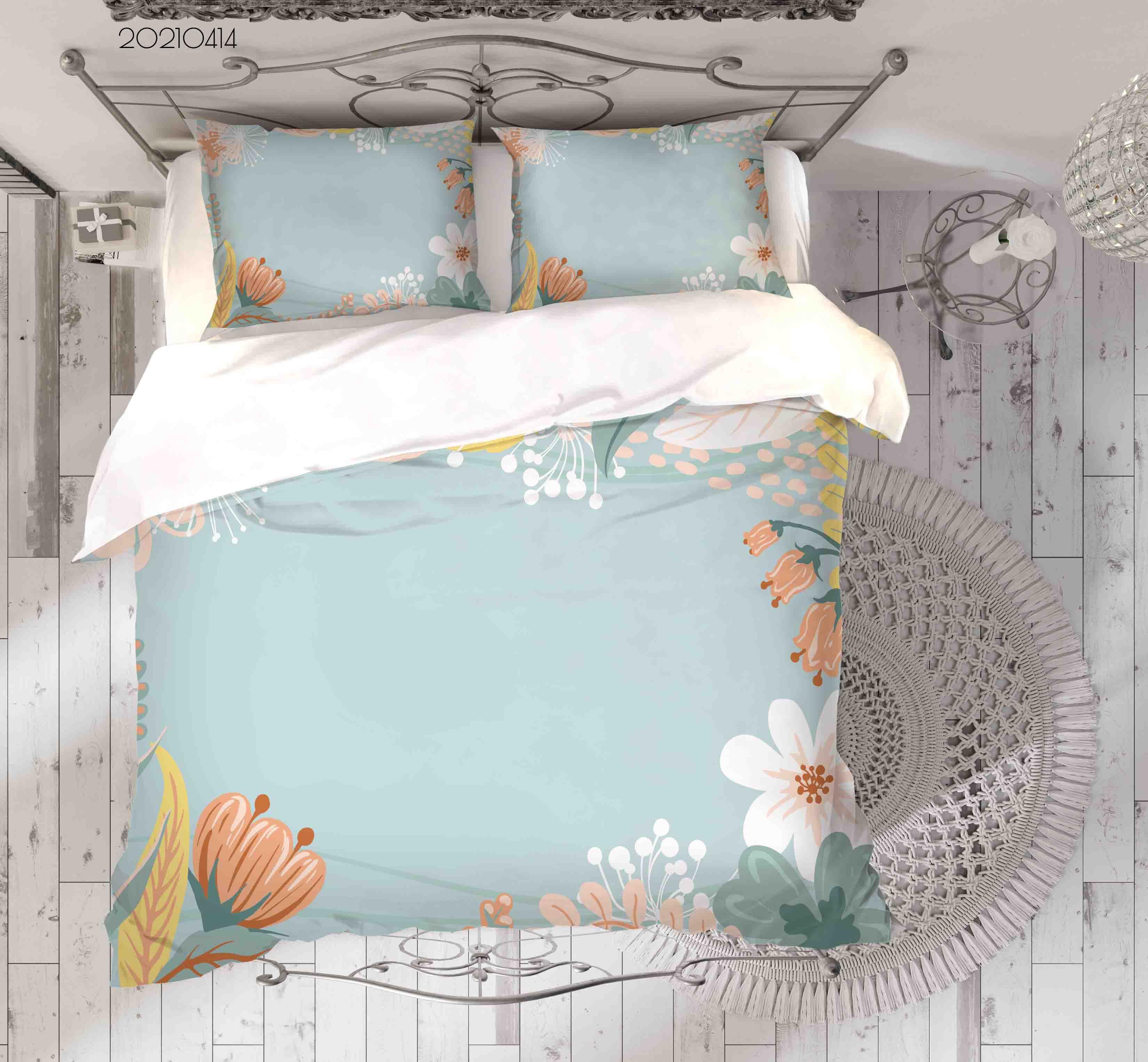 3D Watercolor Floral Leaves Quilt Cover Set Bedding Set Duvet Cover Pillowcases 94 LQH- Jess Art Decoration