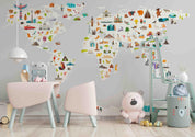 3D Cartoon World Map Wall Mural Wallpaper LQH 113- Jess Art Decoration