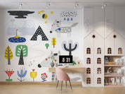 3D Cartoon Tree Animal Sky Cloud Rain Wall Mural Wallpaper GD 276- Jess Art Decoration