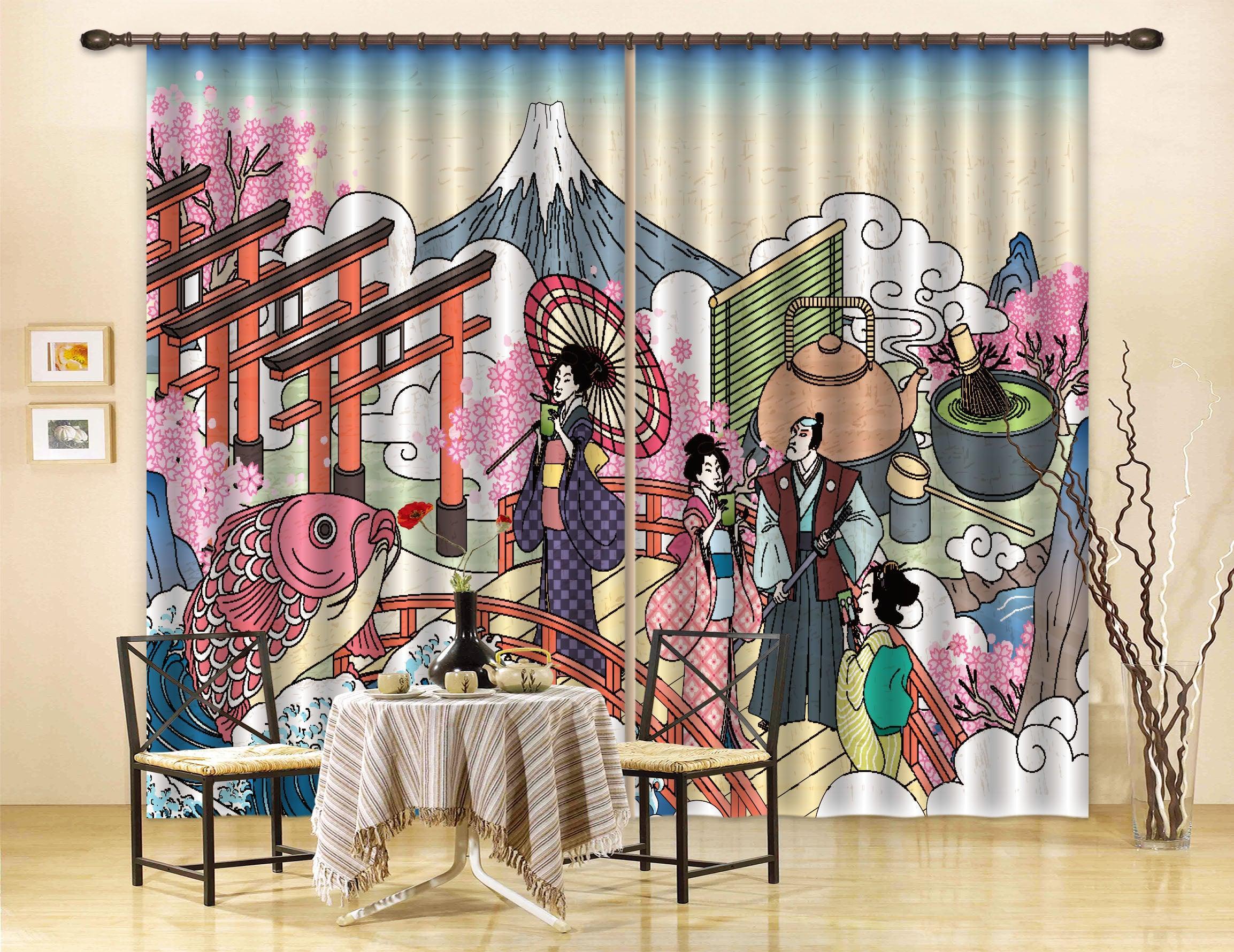 3D Japanese Customs Life Curtains and Drapes LQH A552- Jess Art Decoration